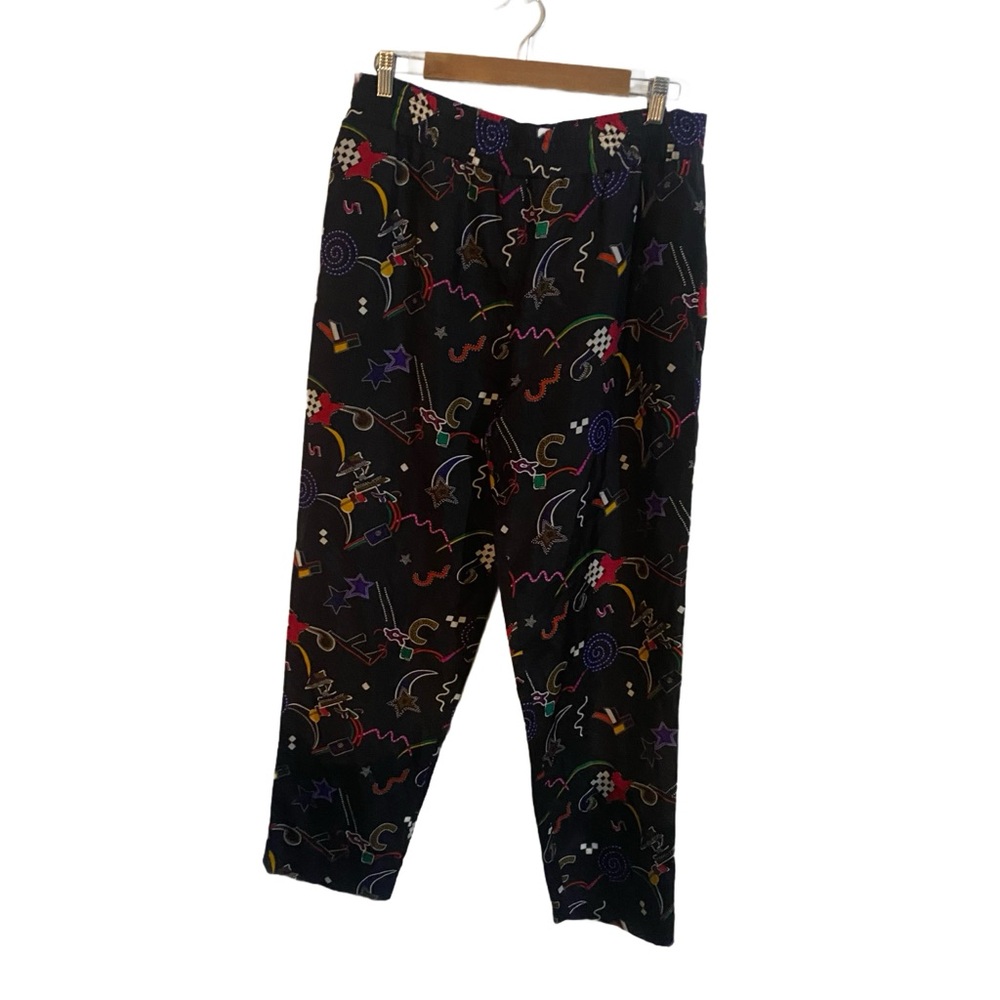 Carole Little Sport Retro Maximalist Madness Pants-Wild AF Silk fab print  Sz 10